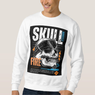 Edgy Skull Grafisk T-Shirt Design Lång Ärmad Tröja