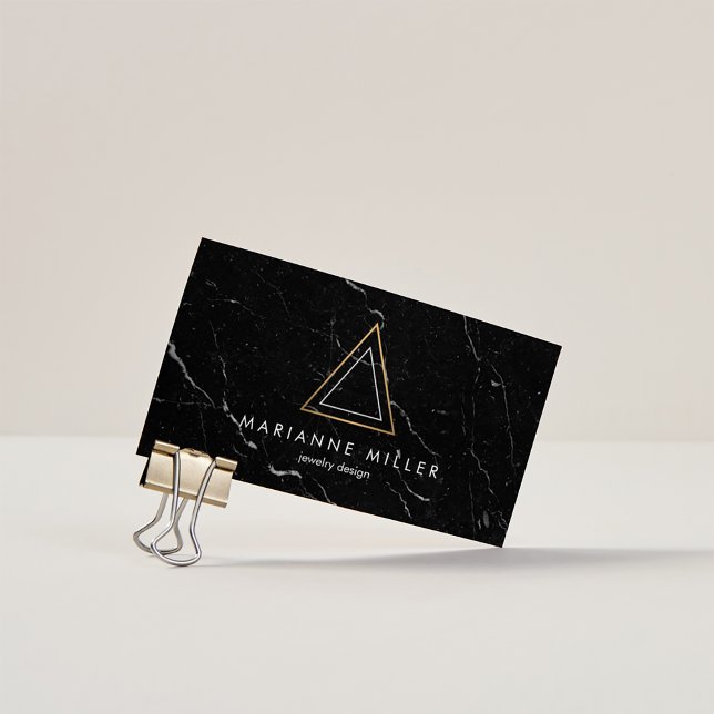 Edgy triangeln Ro Logotyp Black Marble Visitkort (Skapare uppladdad)