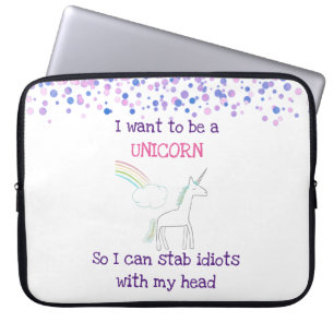 Edgy Unicorn med Rainbow och Confetti Funny Laptop Sleeve