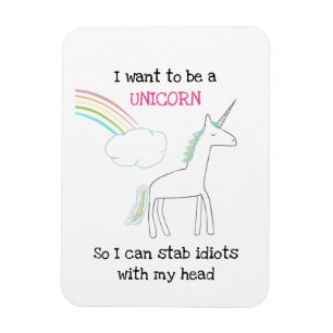 Edgy Unicorn med regnbåge och konfetti funny Magnet