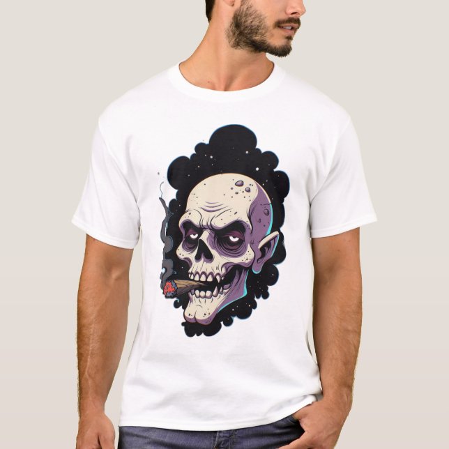 Edgy Vampire Skull T Shirt (Framsida)