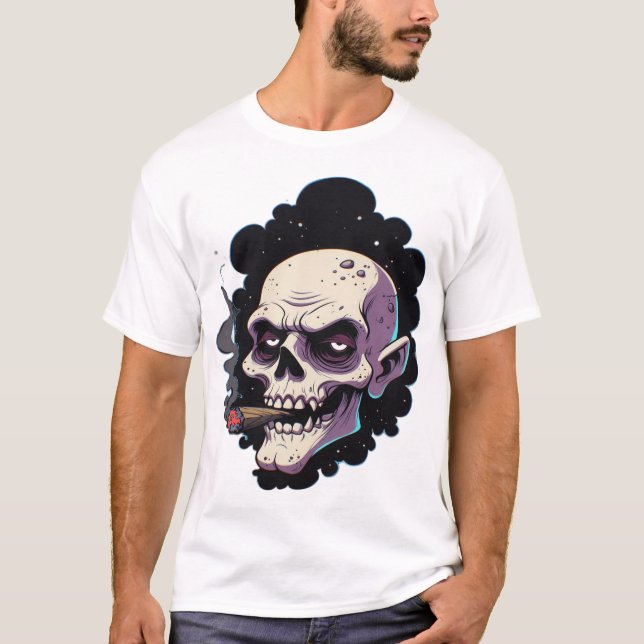 Edgy Vampire Skull T Shirt (Framsida)