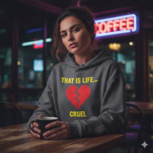 Edgy Y2K Broken Heart Hoodie - Sådan är Livet Grym