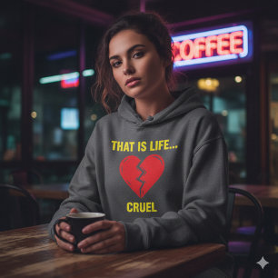 Edgy Y2K Broken Heart Hoodie - Sådan är Livet Grym T Shirt