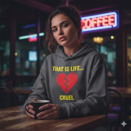 Edgy Y2K Broken Heart Hoodie - That Is Life Cruel  T Shirt