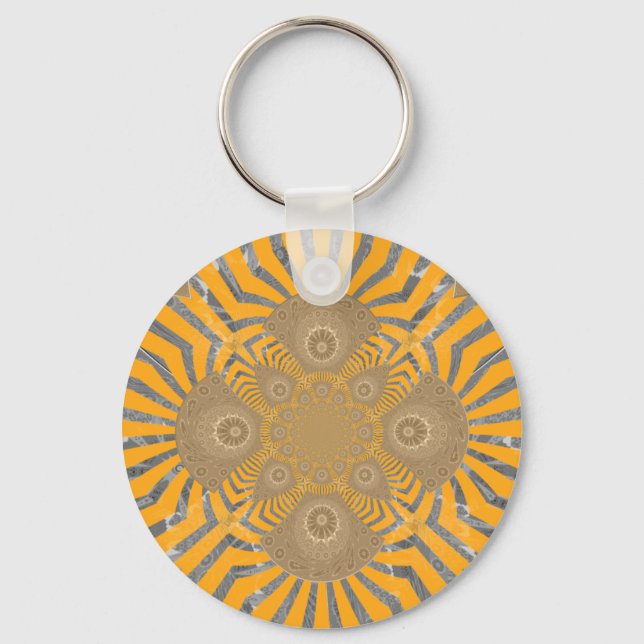 Edgy Zebra Elegance: A Golden Gult Print Nyckelring (Framsida)
