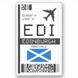 EDI Edinburgh, Scotland Airport Boarding Pass - UK Klistermärken