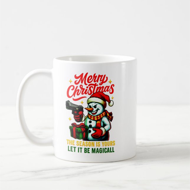 Edig julgangster snöman unik julpresent kaffemugg (Vänster)
