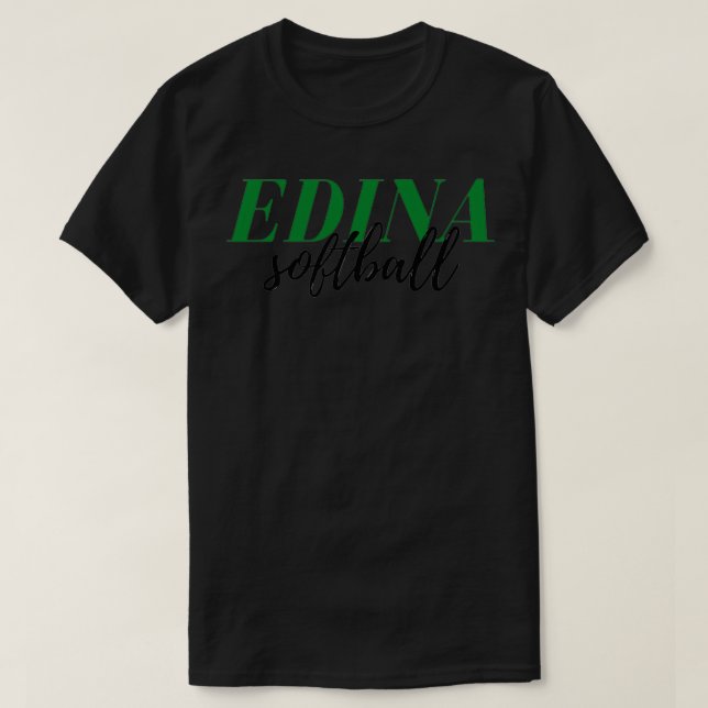 EDINA Softball Grönt amp Black Text Graphic T Shirt (Design framsida)
