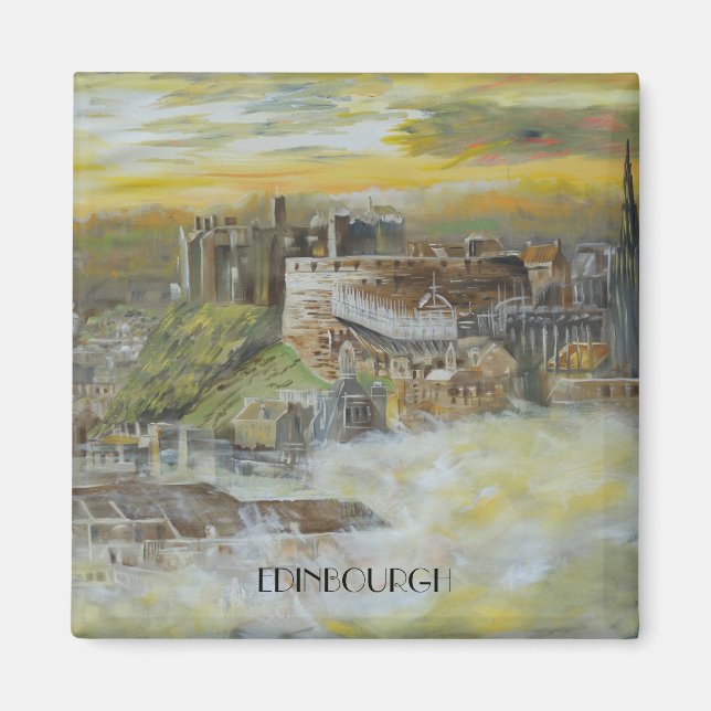 Edinbourgh castle ocher beige tavla Scotland Magnet (Framsidan)