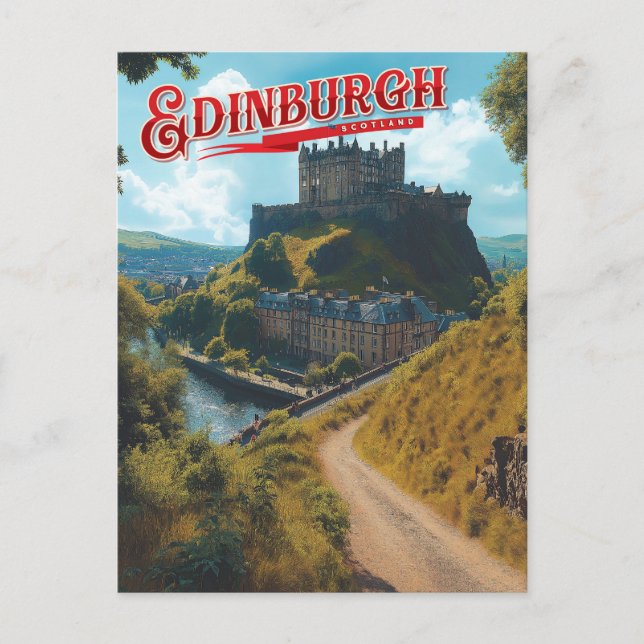 Edinburgh: A Misty Scottish Romantik Vykort (Framsida)