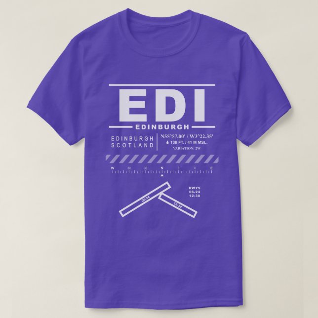 Edinburgh Airport EDI Tee Shirt (Design framsida)
