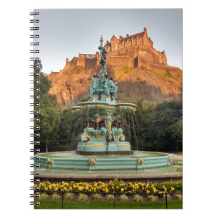 Edinburgh Castle Fontän Princes Street Gardens Anteckningsbok