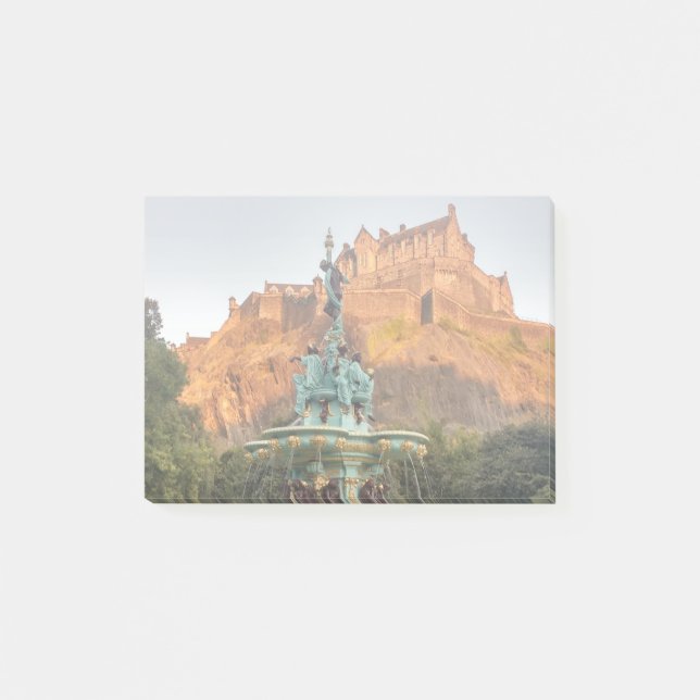 Edinburgh Castle Fontän Princes Street Gardens Post-it Block (Framsida)