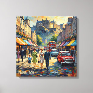 Edinburgh Castle High Street Scen Canvas