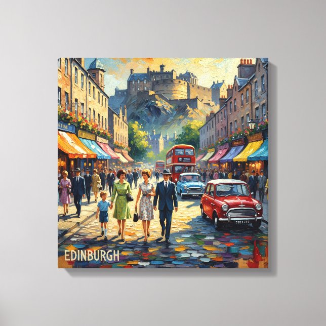 Edinburgh Castle High Street Scen Canvas (Framsida)
