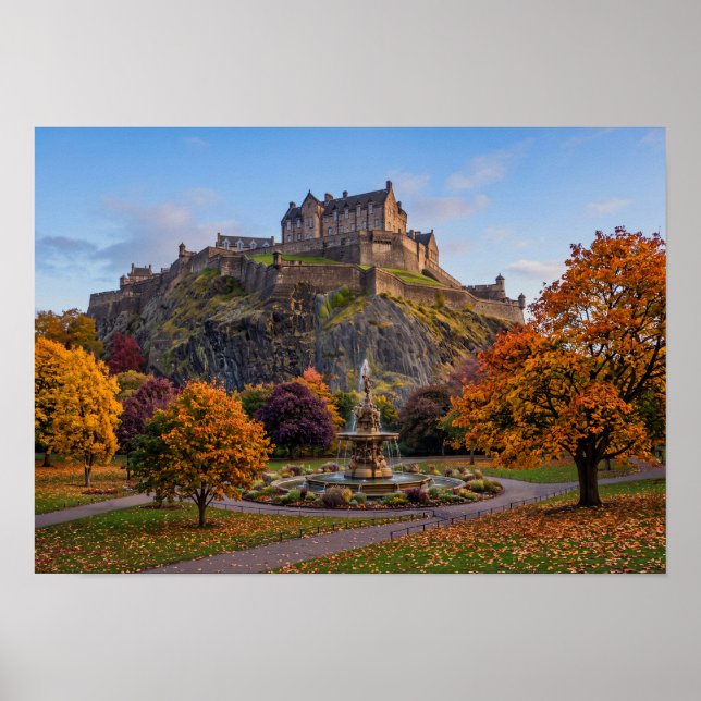 Edinburgh Castle i höstguld Poster (Framsidan)
