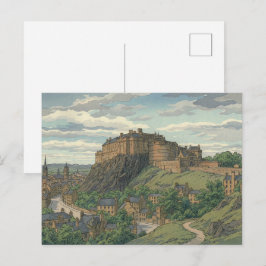 Edinburgh Castle Japanese Woodblock Print Vykort