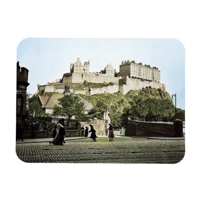 Edinburgh Castle Scotland 1910 Grassmarket Magnet (Horisontell)