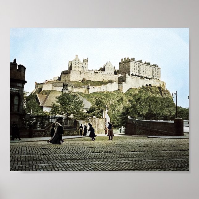 Edinburgh Castle Scotland 1910 Grassmarket Poster (Framsidan)