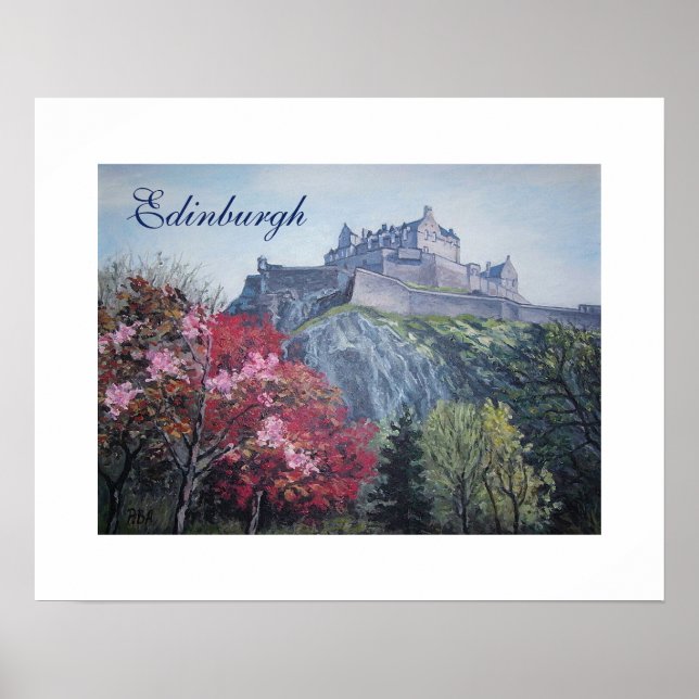 Edinburgh Castle Scotland-målning av Pola.B.Alex Poster (Framsidan)