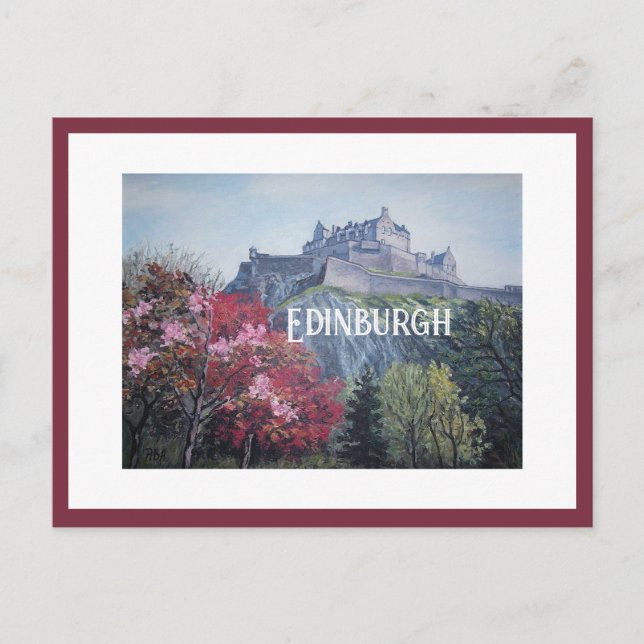 Edinburgh Castle Scotland-målning av Pola.B.Alex Vykort (Framsida)