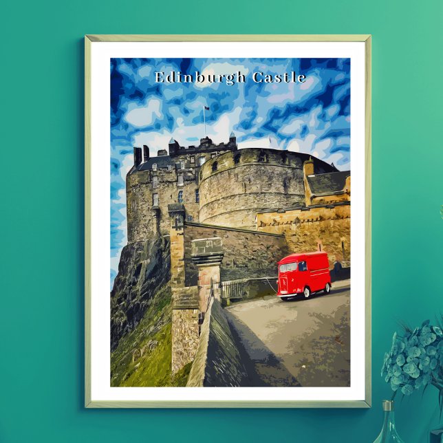 Edinburgh Castle Scotland Retro Stil Poster (Skapare uppladdad)