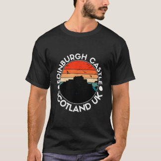 Edinburgh Castle Scotland Retro Sunset Souvenir Pu T Shirt