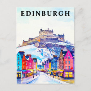 Edinburgh Castle Scotland Winter Vintage resor Vykort