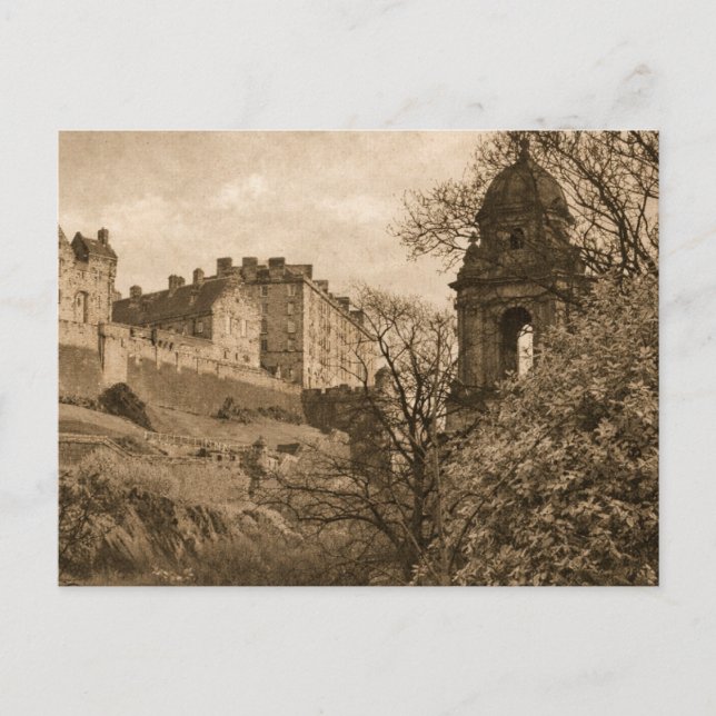 Edinburgh Castle Sepia Fotograf Helg Vykort (Framsida)