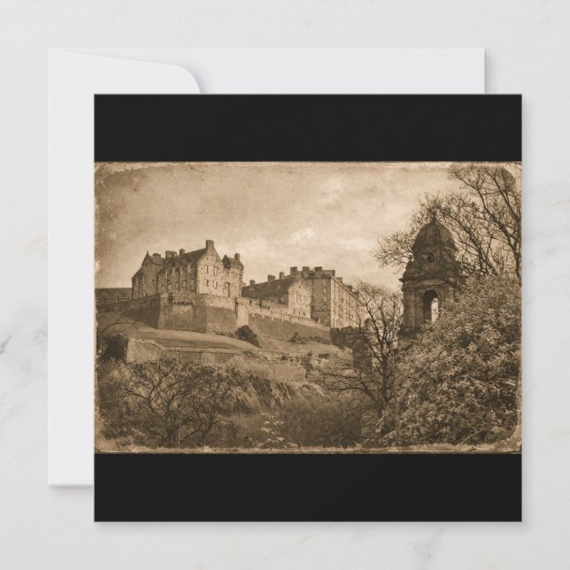 Edinburgh Castle Sepia Fotograf Spara Datumet (Framsida)