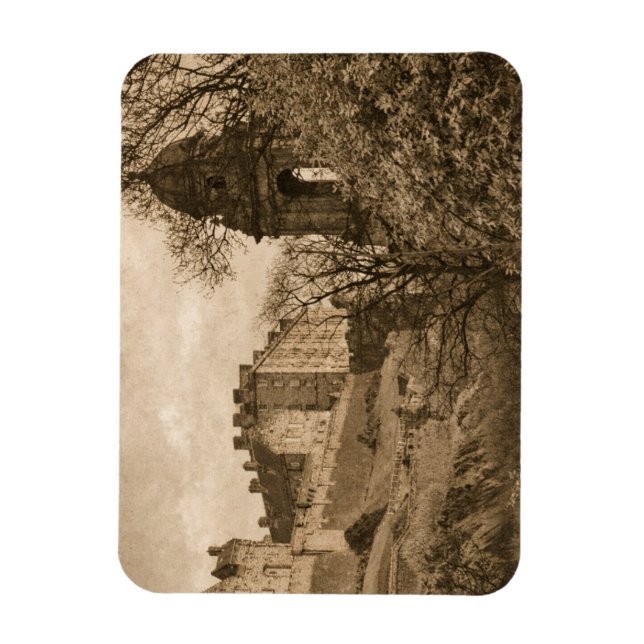 Edinburgh Castle Sepia Fotografi Magnet (Vertikal)