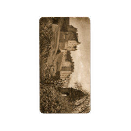 Edinburgh Castle Sepia Photograph Adressetikett