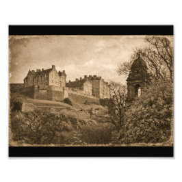 Edinburgh Castle Sepia Photograph Fototryck