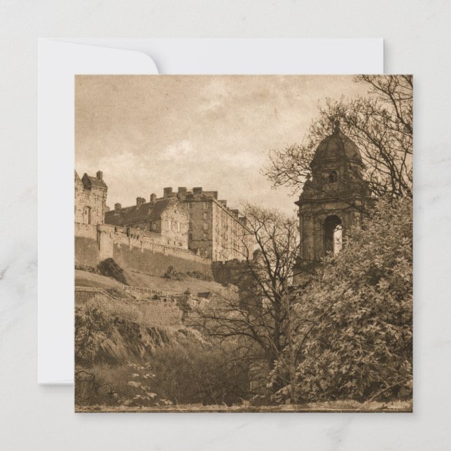 Edinburgh Castle Sepia Photograph Julkort (Framsida)