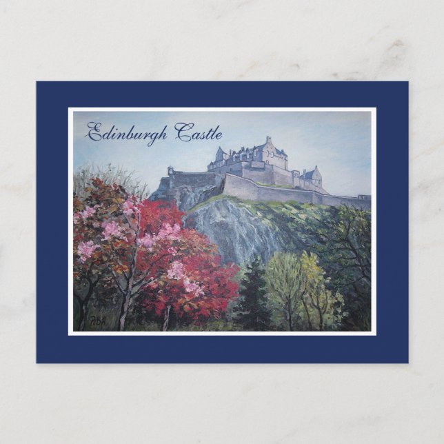 Edinburgh Castle Skottland målning av Pola.B.Alex  Vykort (Framsida)