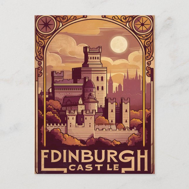 Edinburgh Castle Sten Vintage Retro Vykort (Framsida)