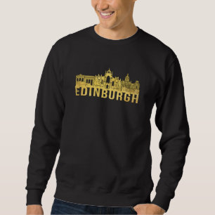 Edinburgh City Cityscape Skyline Funny Gift Idea Lång Ärmad Tröja