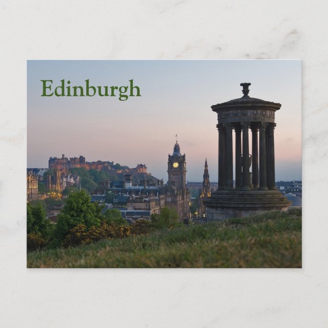 Edinburgh Cityscape Sunset-vykort Vykort (Framsida)