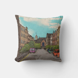 Edinburgh Downtown Cityscape Illustration Kudde