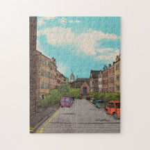 Edinburgh Downtown Cityscape Illustration