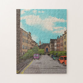 Edinburgh Downtown Cityscape Illustration Pussel