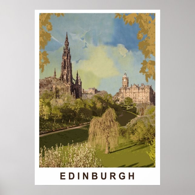 Edinburgh England vintage resor Poster (Framsidan)