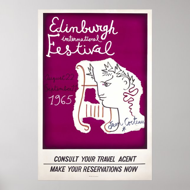 Edinburgh Festival Vintage Affischtryck Poster (Framsidan)