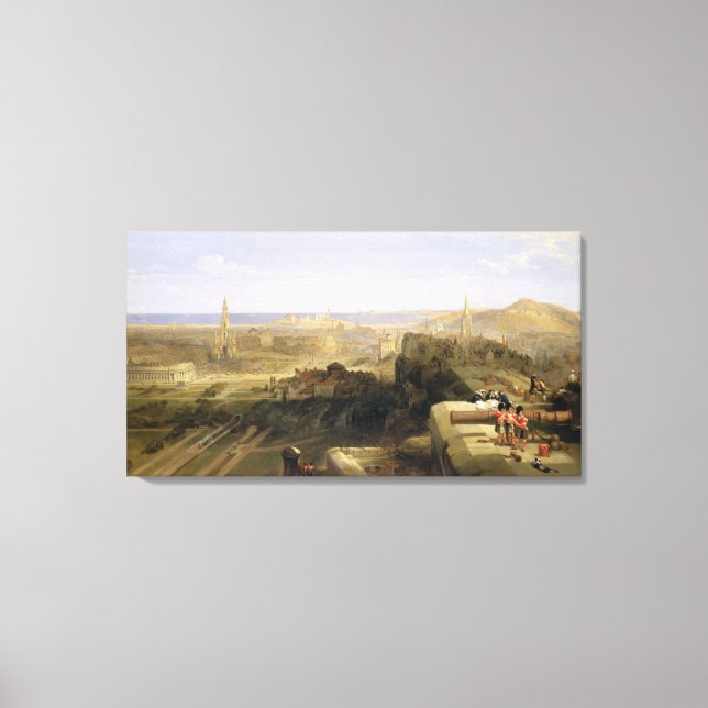 Edinburgh från Castle, 1847 (olja på canvas) Canvastryck (Framsida)