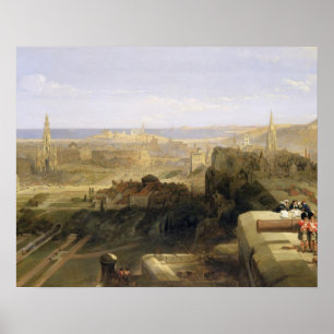 Edinburgh från Castle, 1847 (olja på canvas) Poster
