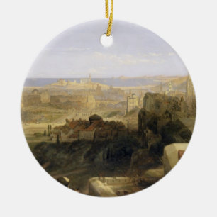 Edinburgh från slottet, 1847 (olja på kanfas) julgransprydnad keramik