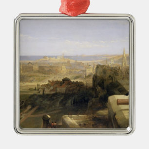 Edinburgh från slottet, 1847 (olja på kanfas) julgransprydnad metall