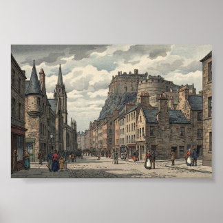 Edinburgh Gamla Stan Japanskt Träblocktryck Poster