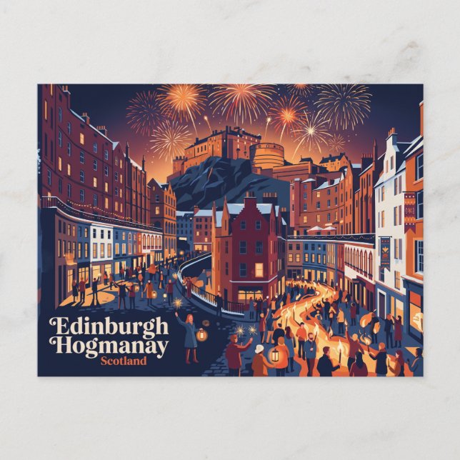 Edinburgh Hogmanay Skottland Vykort (Framsida)